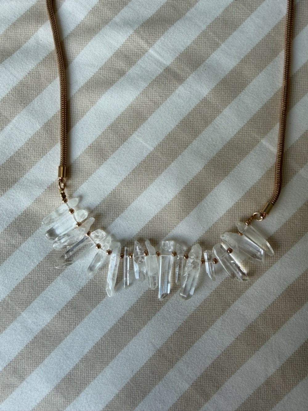 Kinsley Armelle Crystal Spike Statement Necklace - Gold Tone - Picture 2 of 3